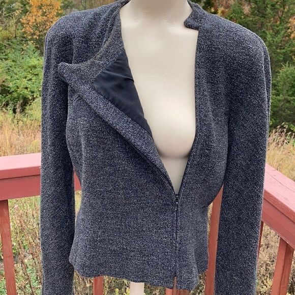 Dana Buchman grey stretch Moto top jacket 10 - Picture 15 of 16